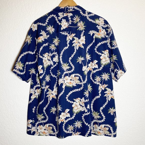 Vintage KYS Hawaiian Shirt Mens Blue with Palms Button Down Size XL - Picture 3 of 5